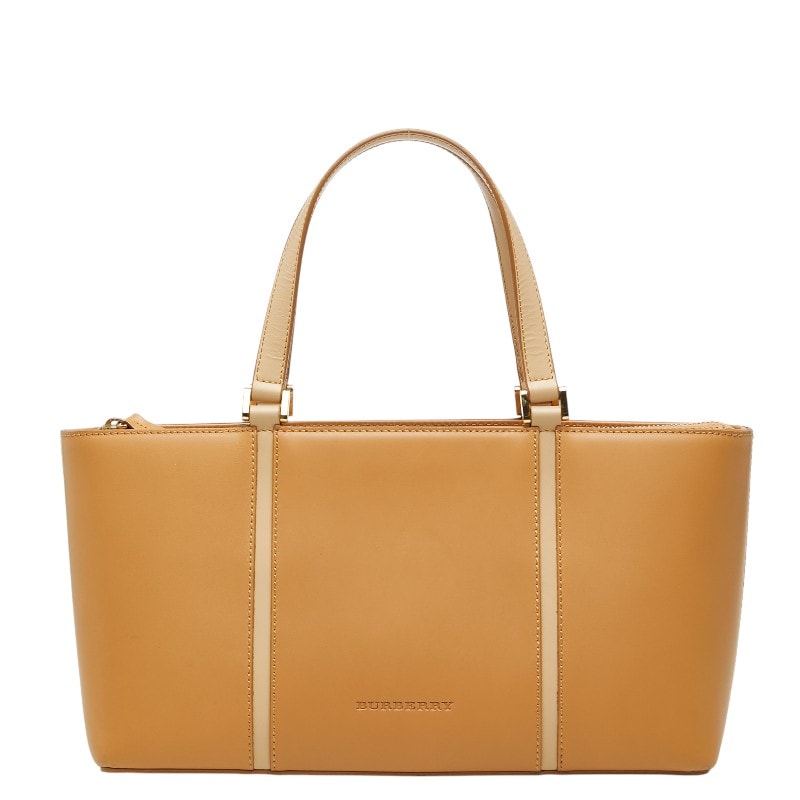 バーバリー ノバチェック トートバッグ ハンドバッグ ベージュ レザー レディース BURBERRY 【中古】