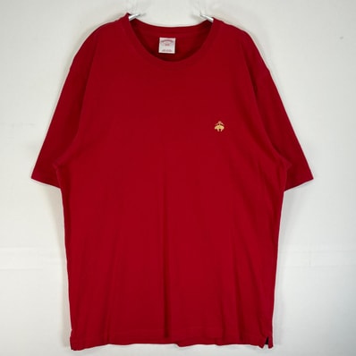 古着 ブルックスブラザーズ Brooks Brothers 半袖Tシャツ ロゴ 刺繍 クルーネック 1818 L レッド 無地 メンズ
