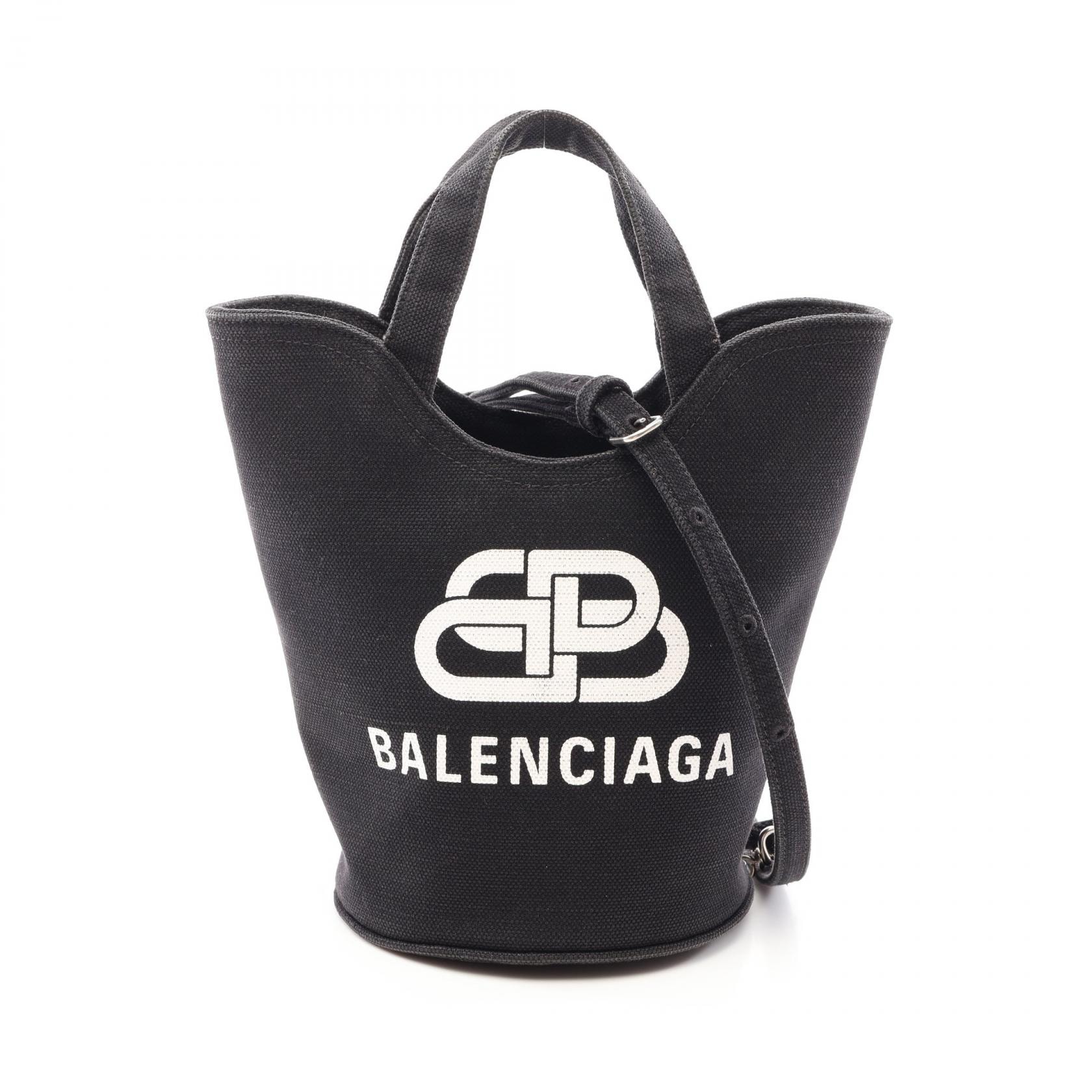バレンシアガ BALENCIAGA Wave XS 2WAY ハンドバッグ バッグ キャンバス レディース ブラック系 【中古】