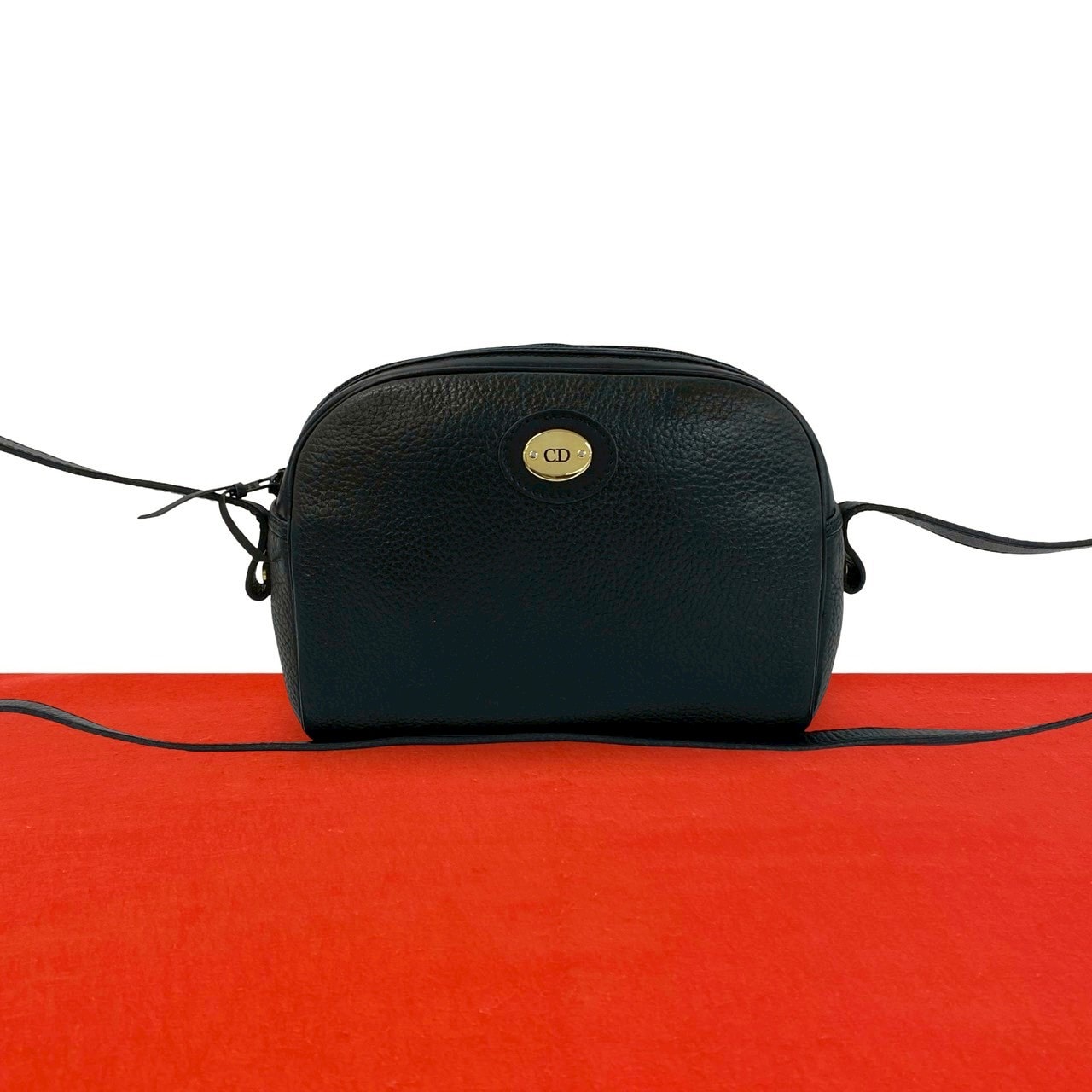 Christian Dior ディオール CD ロゴ 金具 レザー ショルダーバッグ ブラック
 20779