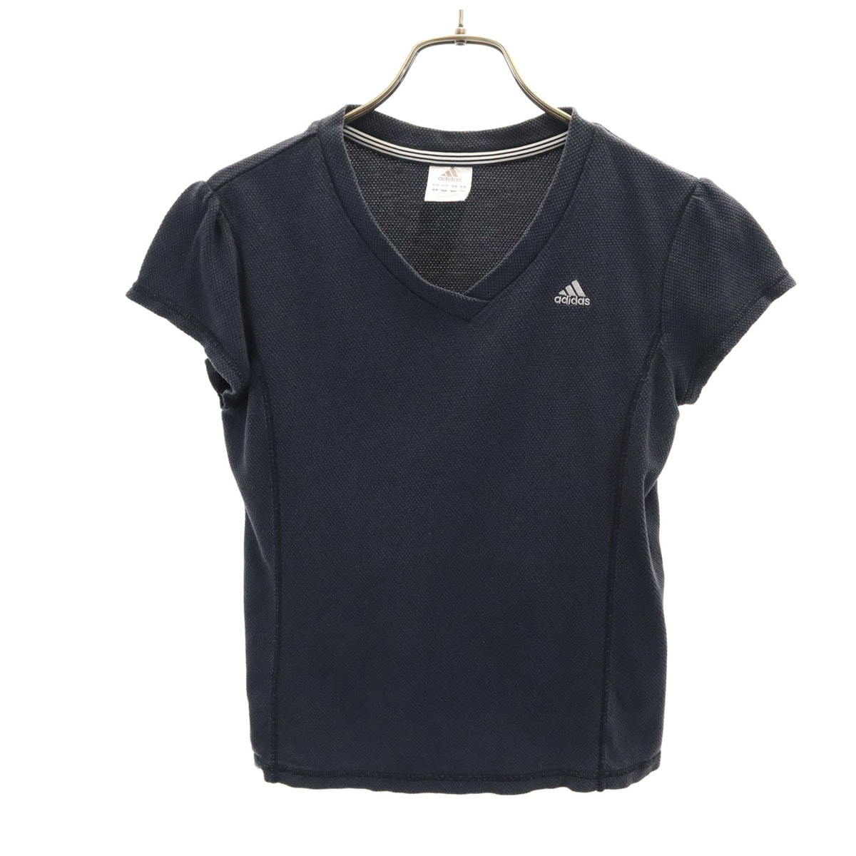 adidas アディダス フレンチスリーブ Vネック Tシャツ S ネイビー