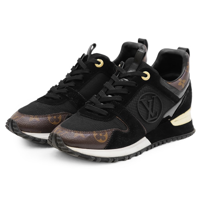 LOUIS VUITTON ルイ・ヴィトン ランアウェイスニーカー サイズ 36h レディース 2021年製 レザー × スエード × メッシュ ローカット LVサークルロゴ モノグラム シューズ 靴 箱付属 ブラック ブラウン 黒 茶色 イタリア製