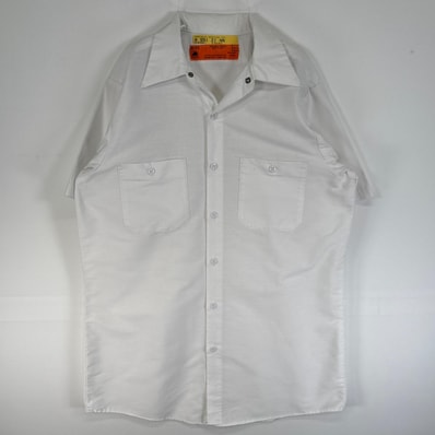 古着 70's~80's/70年代~80年代 ヴィンテージ レッドキャップ RED KAP 半袖シャツ ワーク デカ襟 USA製 M ホワイト 無地 メンズ