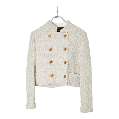 ルイ ヴィトン 22AW ツイードジャケット サイズ36 アイボリー オフホワイト ナイロン コットン ウール レディース LOUIS VUITTON 【中古】
