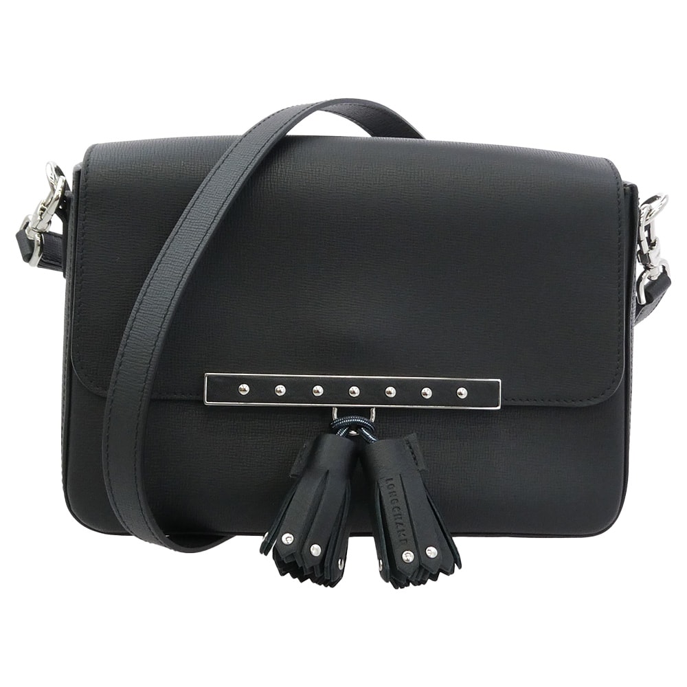 Longchamp ロンシャン その他バッグ Game on ゲームオン レザー ショルダー バッグ ブラック系【美品】【中古】