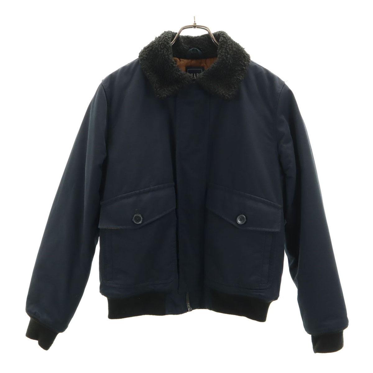 GAP ギャップ 襟ボア 中綿ジャケット S ネイビー ブルゾン