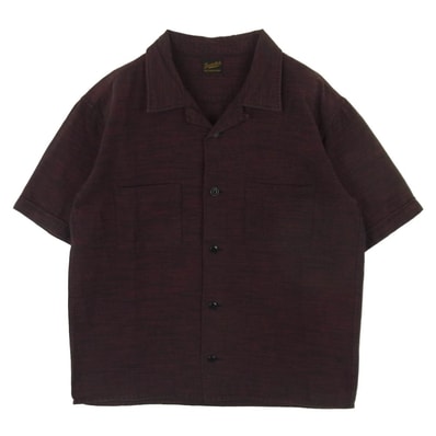 TENDERLOIN テンダーロイン T-BAJA SHT S/S スラブボーダー オープンカラー 開襟 コットン 半袖 シャツ レッド系 ブラック系 S【中古】