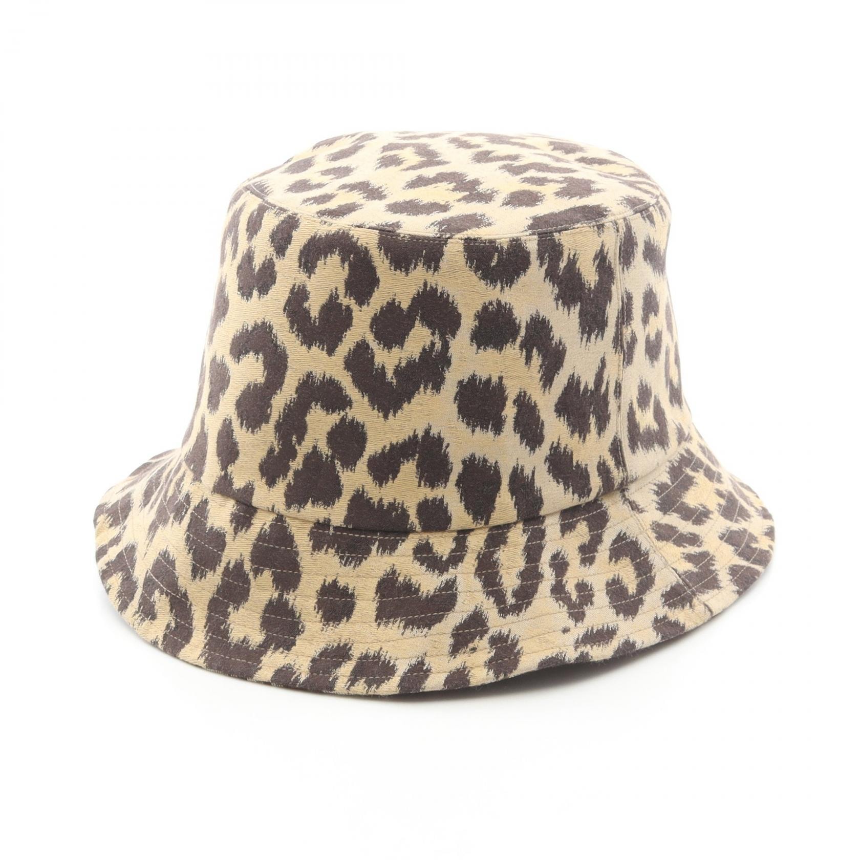 ディオール Dior MIZZA ミッツァ レオパード オブリーク リバーシブル バケット ハット 帽子 ポリエステル / コットン レディース ベージュ系 / ブラウン系 【中古】