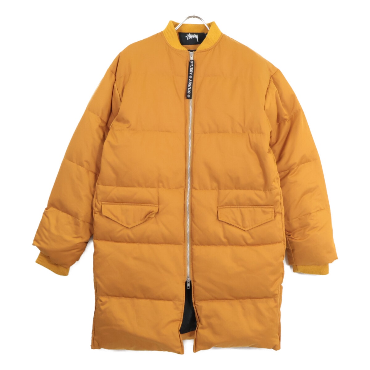 ステューシー イエロー コットン リブカラー サイドジップ ロングダウンコート