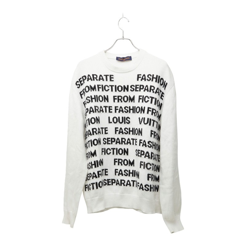 ルイ ヴィトン レターニット クルーネック セーター サイズL HLN06W ホワイト ブラック コットン メンズ LOUIS VUITTON 中古