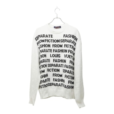 ルイ ヴィトン レターニット クルーネック セーター サイズL HLN06W ホワイト ブラック コットン メンズ LOUIS VUITTON 中古