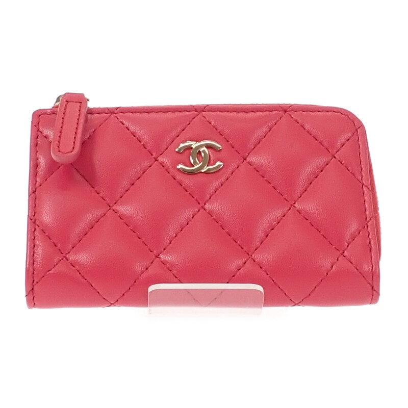 シャネル CHANEL マトラッセ キーリング付き AP0221 コインケース ラムスキン ピンク ゴールド金具 レディース【中古】【Aランク】