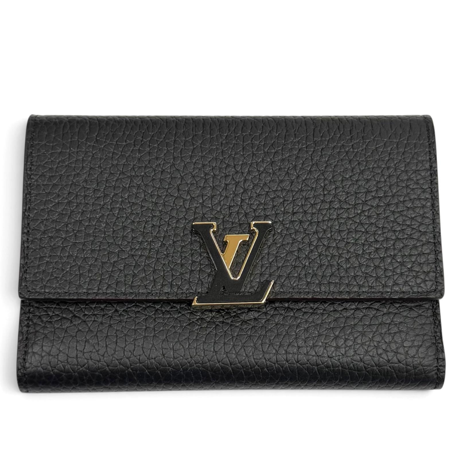 Louis Vuitton Capucines Compact Wallet Taurillon Leather "Black/Pink"