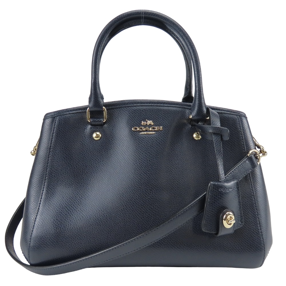 【中古】 コーチ ハンドバッグ F34835 レザー ネイビー ゴールド金具 2WAY 斜め掛け ミニ ショルダー レディース 女性 COACH