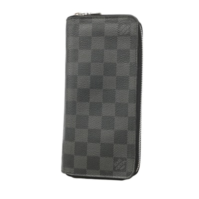 【6gd4464-k】ルイヴィトン 長財布 ダミエ・グラフィット ジッピーウォレットヴェルティカル N63095 グレー ブラック【中古】メンズ
