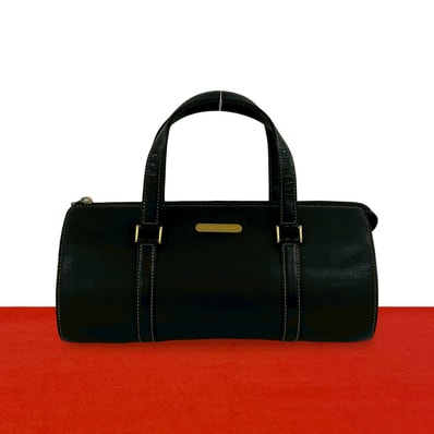 BURBERRY バーバリー ノバチェック 柄 ロゴ プレート 金具 レザー ハンドバッグ ブラック
a53-8