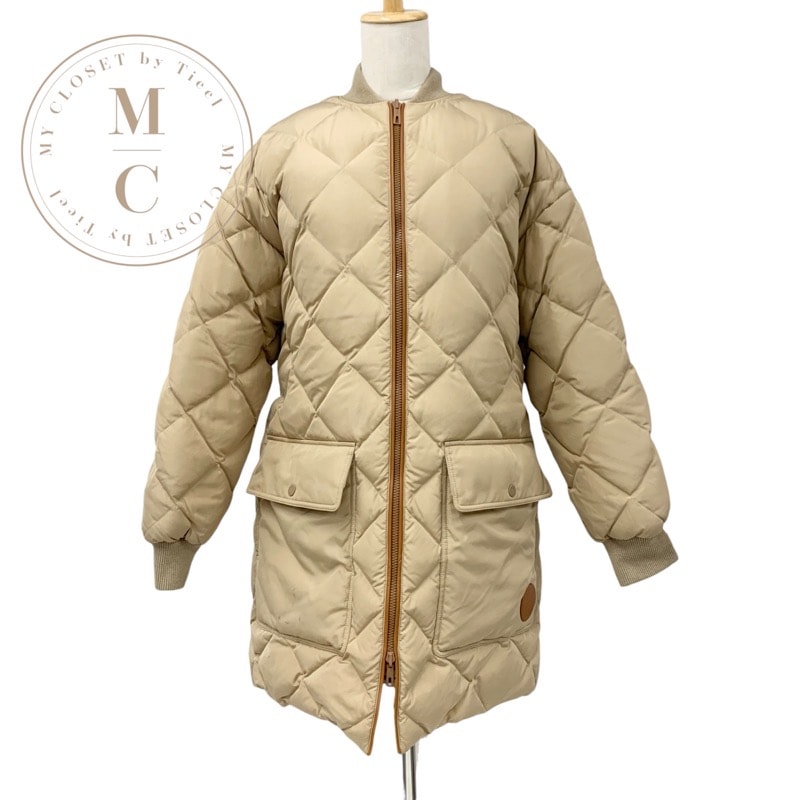 エルメス HERMES アウター ベージュ ブラウン イエロー ダウン リバーシブル ベルト付き