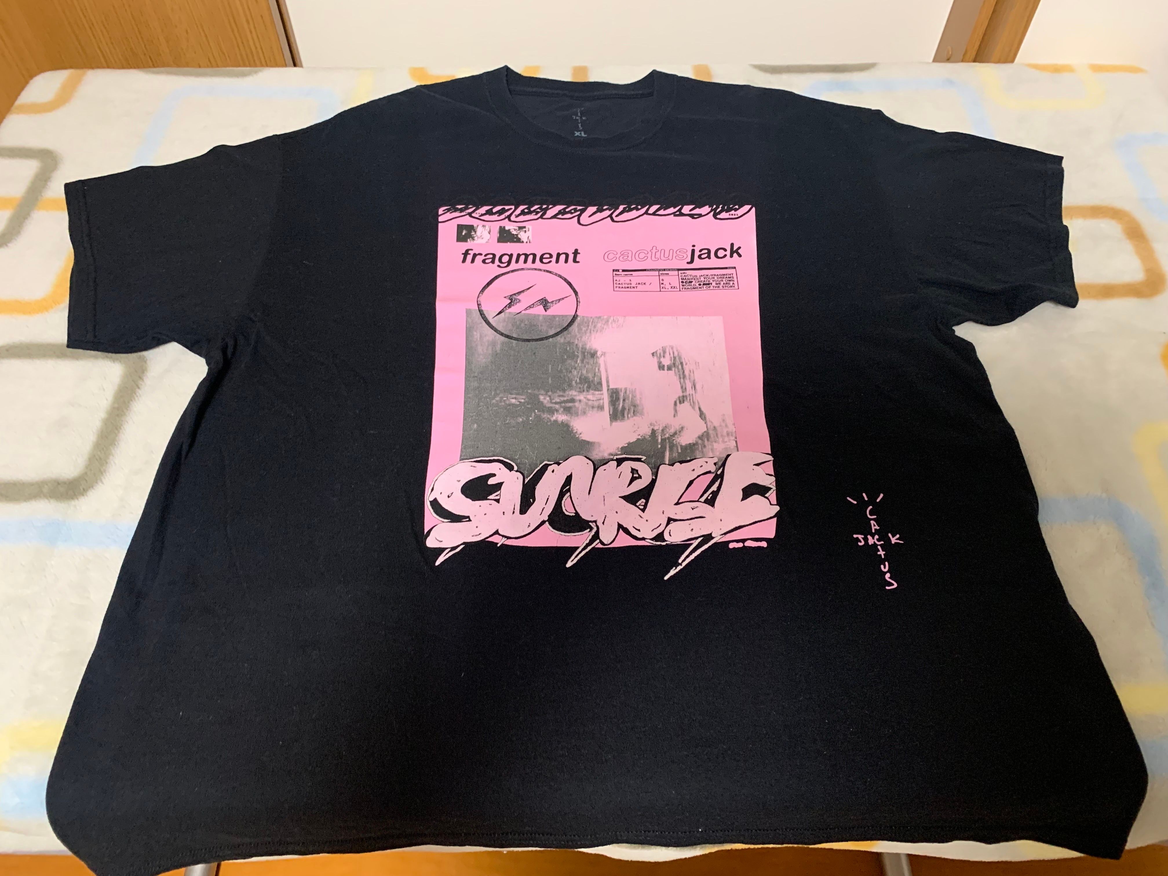 Travis Scott Cactus Jack For Fragment Pink Sunrise Tee "Black"