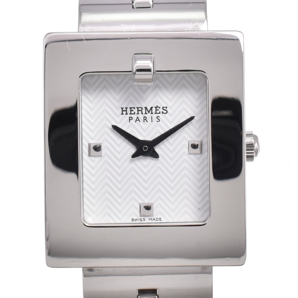 訳あり エルメス HERMES BE1.110 ベルトウォッチ ホワイト クォーツ レディース 腕時計 H#146476