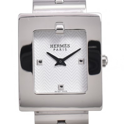 訳あり エルメス HERMES BE1.110 ベルトウォッチ ホワイト クォーツ レディース 腕時計 H#146476