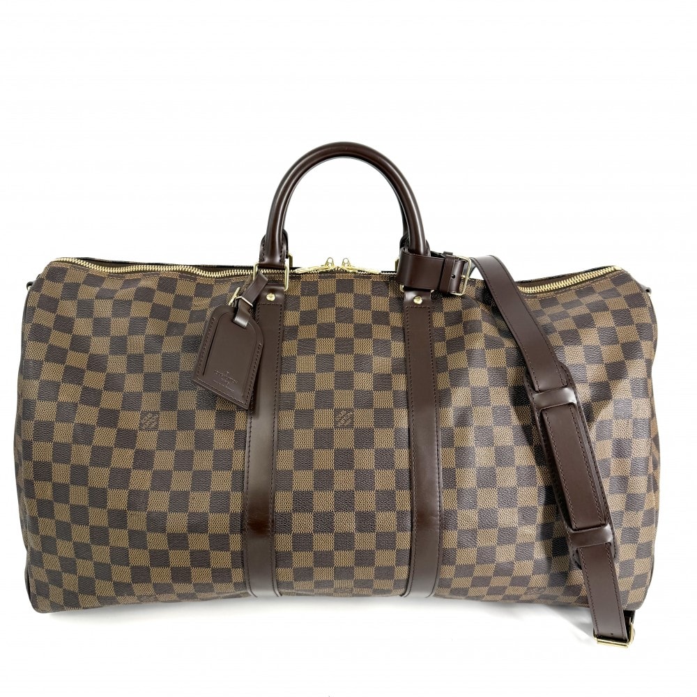 LOUIS VUITTON ルイヴィトン ボストンバッグ キーポルバンドリエール55 旅行バッグ トラベルバッグ 肩掛け 斜め掛け ショルダーバッグ N41414 ダミエキャンバス    ブラウン 茶 ゴールド金具 ユニセックス【中古品】