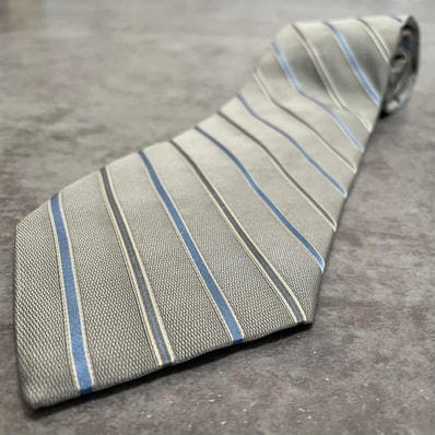 【Brooks Brothers】ブルックスブラザーズ レップタイ レップストライプ ネクタイ グレー ブルー シルク コットン混 アメリカ製 メンズ