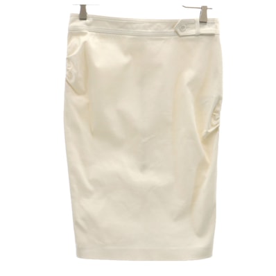 GUCCI グッチ イタリア製 ミモレ丈 タイトスカート 42 アイボリー