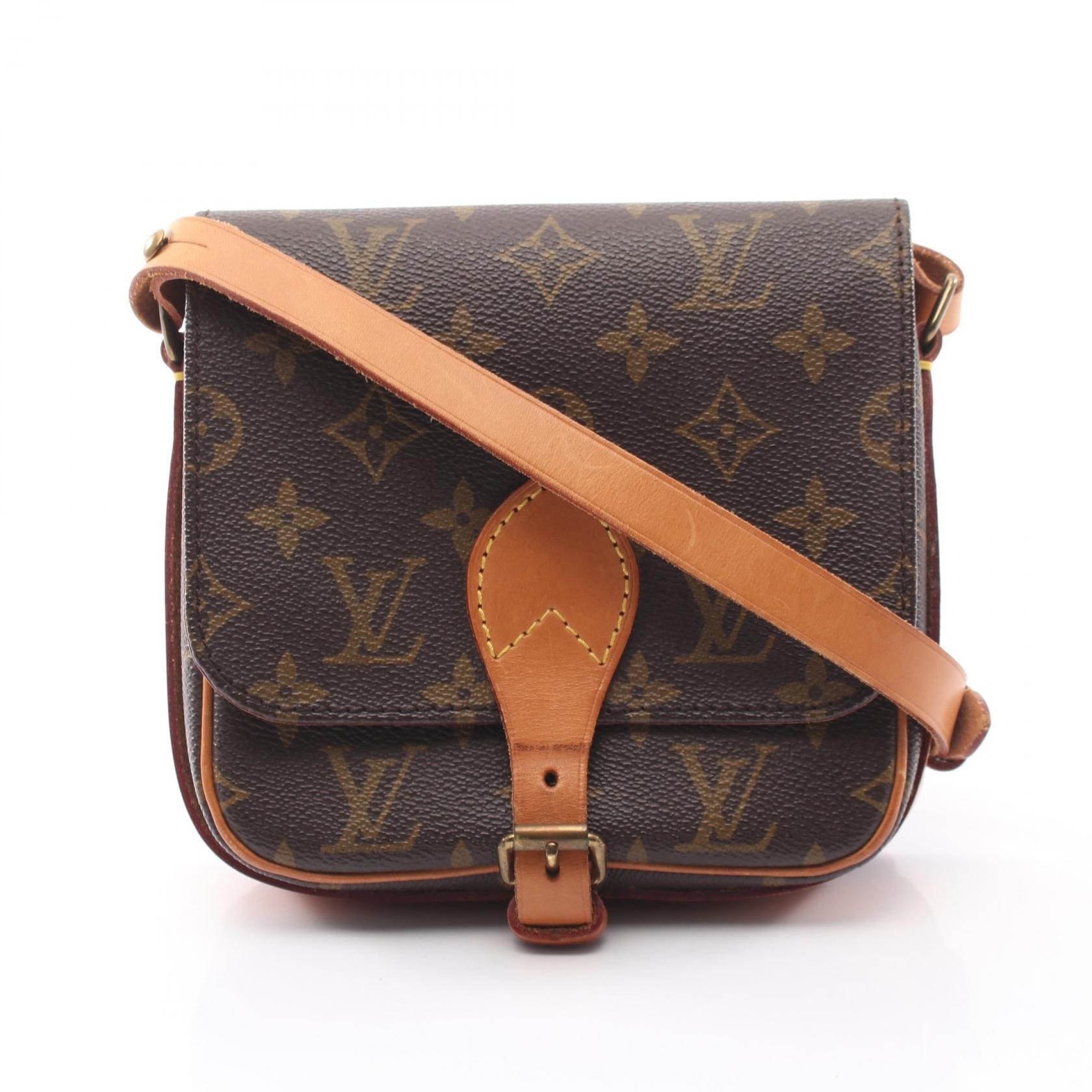 ルイ・ヴィトン LOUIS VUITTON カルトシエールPM モノグラム ショルダーバッグ バッグ PVCコーティングキャンバス レザー レディース ブラウン系 M51254 【中古】