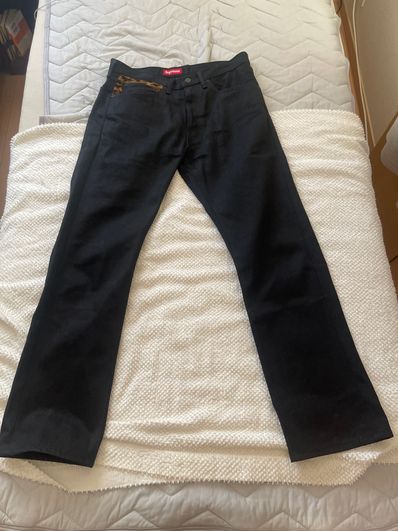 supreme levi's 505 jeans leopard black