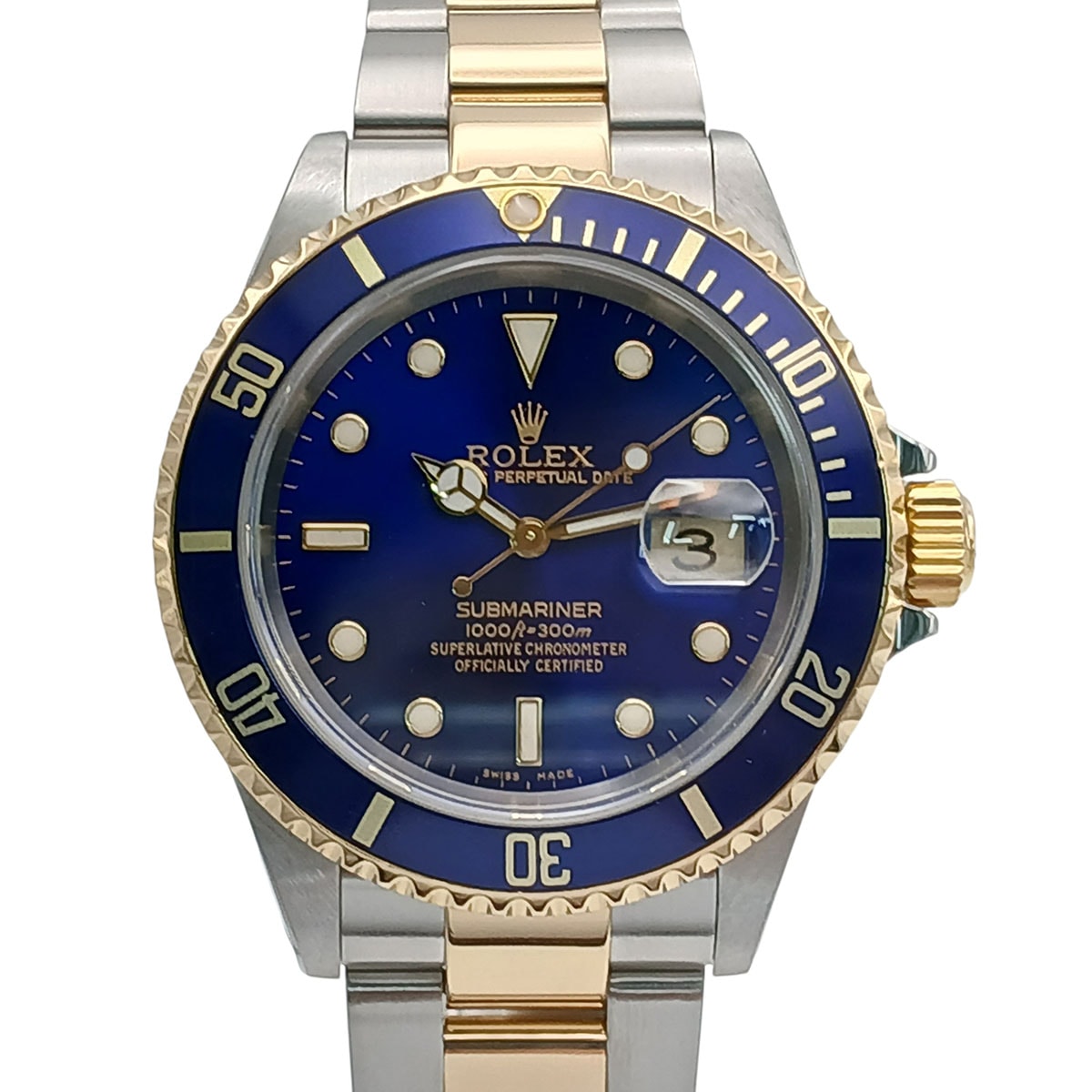 ROLEX ロレックス サブマリーナー Date 40mm Blue YG/SS 腕時計 16613LB ステンレススチール K18イエローゴールド ブルー シルバー イエローゴールド 自動巻き  メンズ【中古】