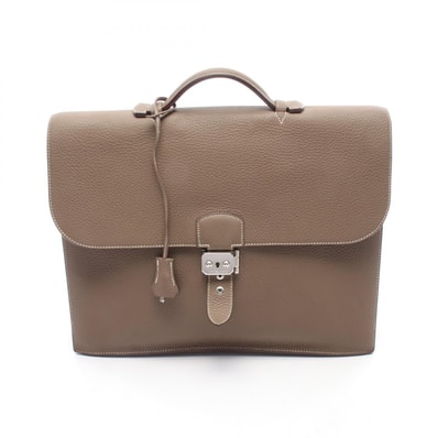 エルメス HERMES サックアデペッシュ38 ビジネスバッグ バッグ レザー トリヨンクレマンス トリヨンクレマンス エトゥープ □N刻印(2010年製造) メンズ グレー系 H063012CK8F 【中古】