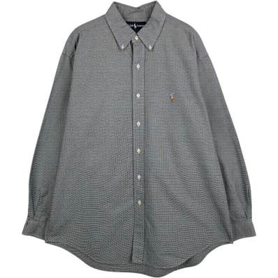 古着 ラルフローレン Ralph Lauren YARMOUTH チェック柄 千鳥格子柄 長袖 ボタンダウンチェックシャツ メンズL相当/eaa649927
