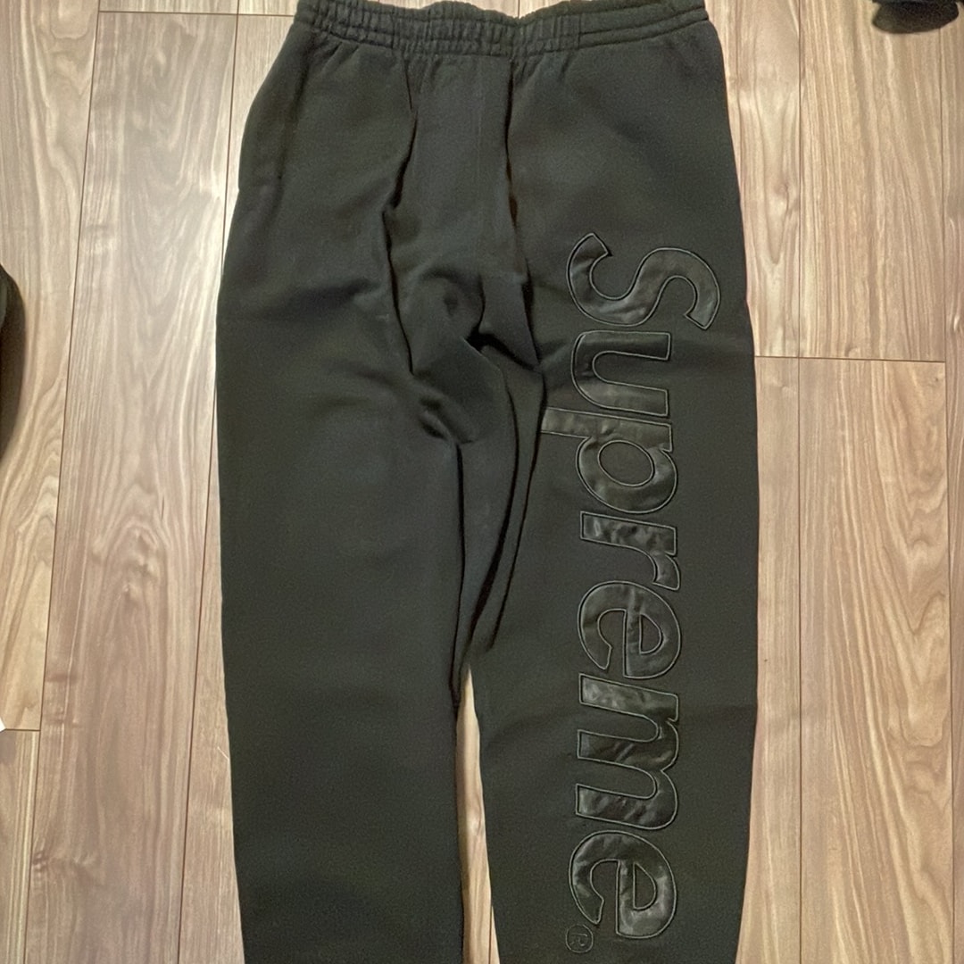 Supreme Satin Applique Sweatpant (23FW) "Black"