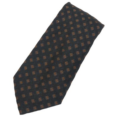 【中古】 フェンディ ネクタイ シルク ブラック ブラウン ビジネス スーツ メンズ 男性 FENDI