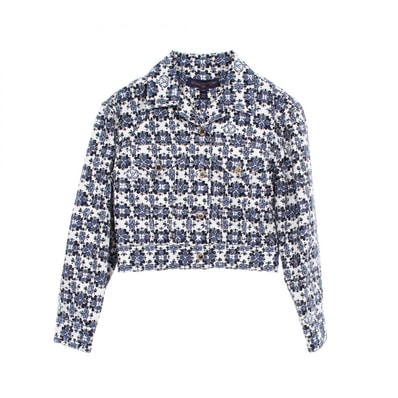 ルイ・ヴィトン LOUIS VUITTON モノグラム フラワー ショート デニムジャケット 衣料品 アウター コットン ポリエステル レディース ホワイト系 / ネイビー系 / ブラック系 【中古】