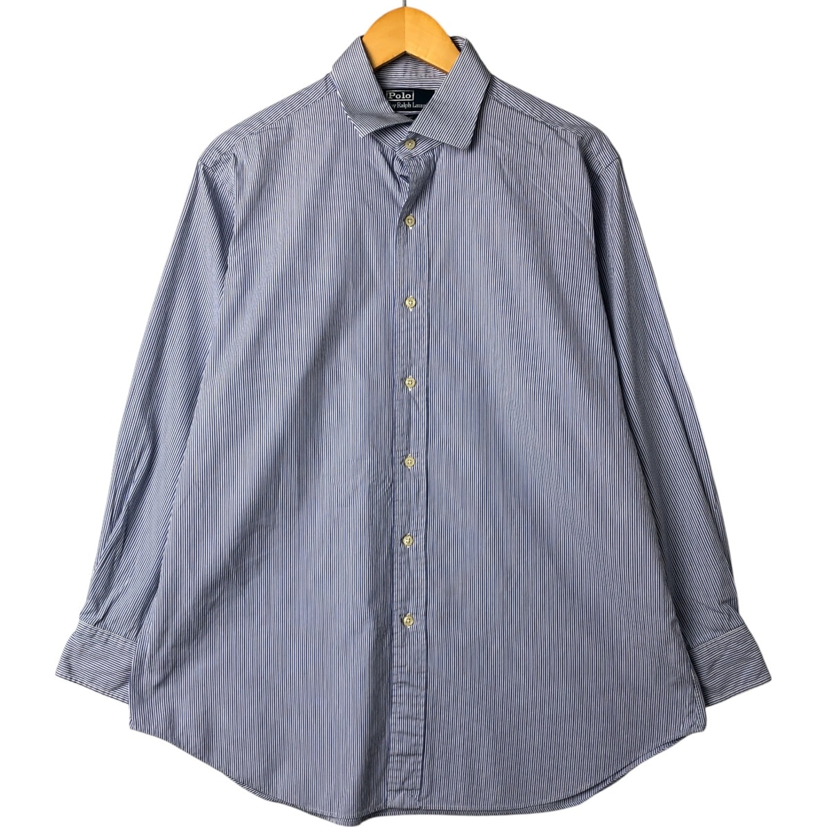 古着 ラルフローレン POLO by Ralph Lauren REGENT CLASSIC FIT ワイドカラー 長袖 コットンストライプシャツ メンズL相当/eaa547419