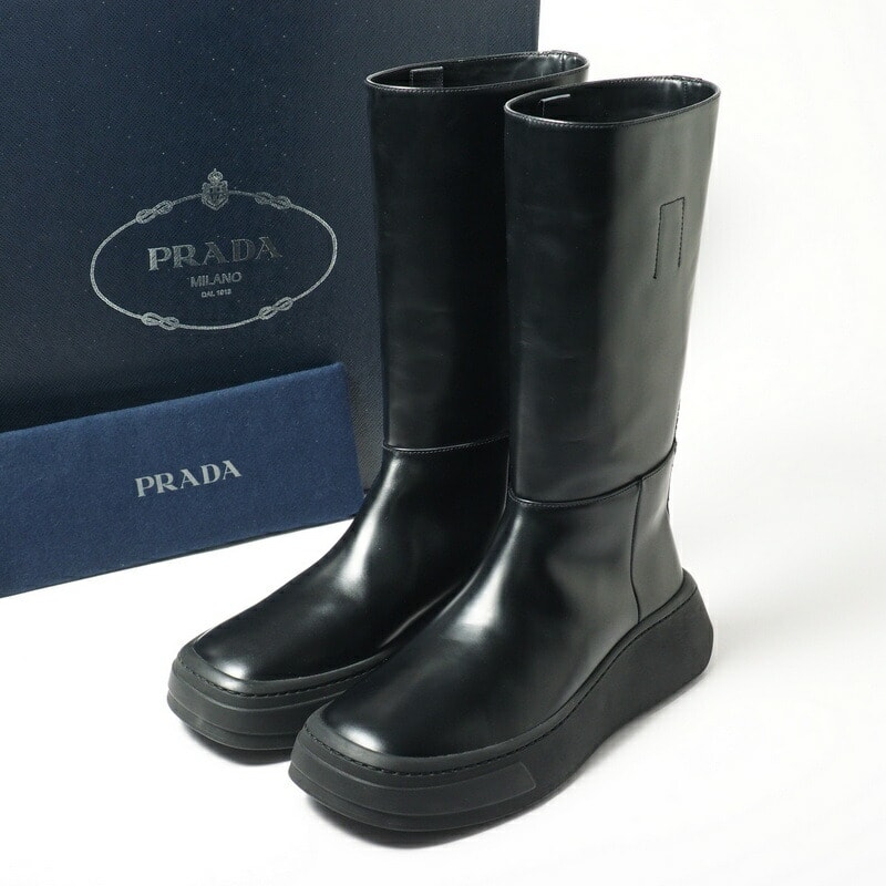 【美品】プラダ　ロングブーツ　サイズ38 1/2　約24㎝　ブラック 楽天市場】□未使用品□PRADA プラダ ブーツ サイズ7 レザー