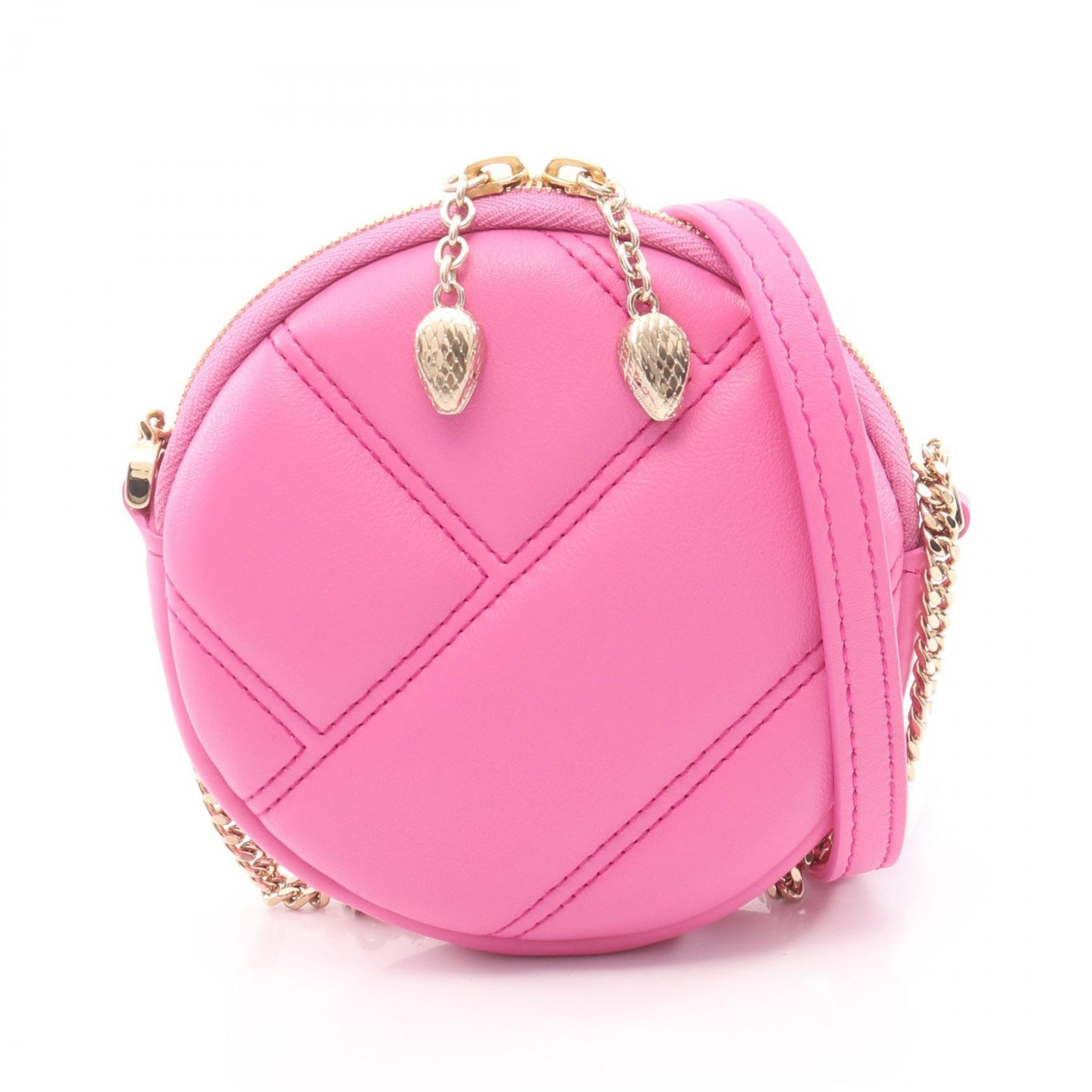 ブルガリ BVLGARI セルペンティ カボション ミニ ポシェット ショルダーバッグ バッグ レザー レディース ピンク系 【中古】