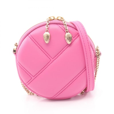 ブルガリ BVLGARI セルペンティ カボション ミニ ポシェット ショルダーバッグ バッグ レザー レディース ピンク系 【中古】