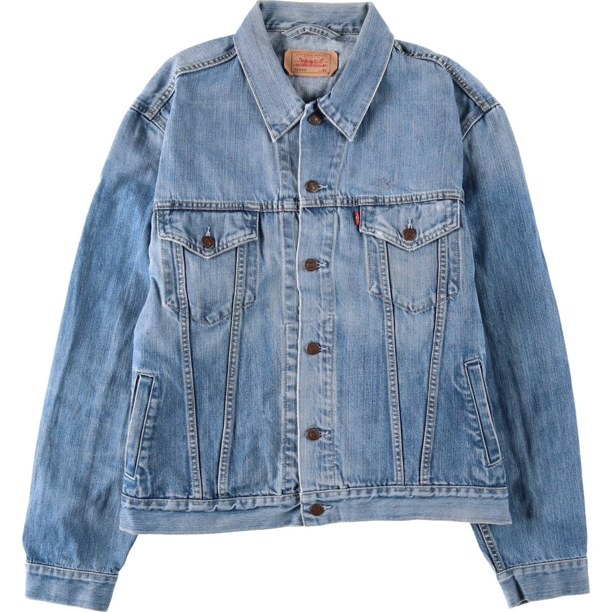 古着 00年代 リーバイス Levi's 70550-0439 ユーロモデル ドクロ柄 スカル柄 デニムジャケット Gジャン メンズXL相当/eaa634691
