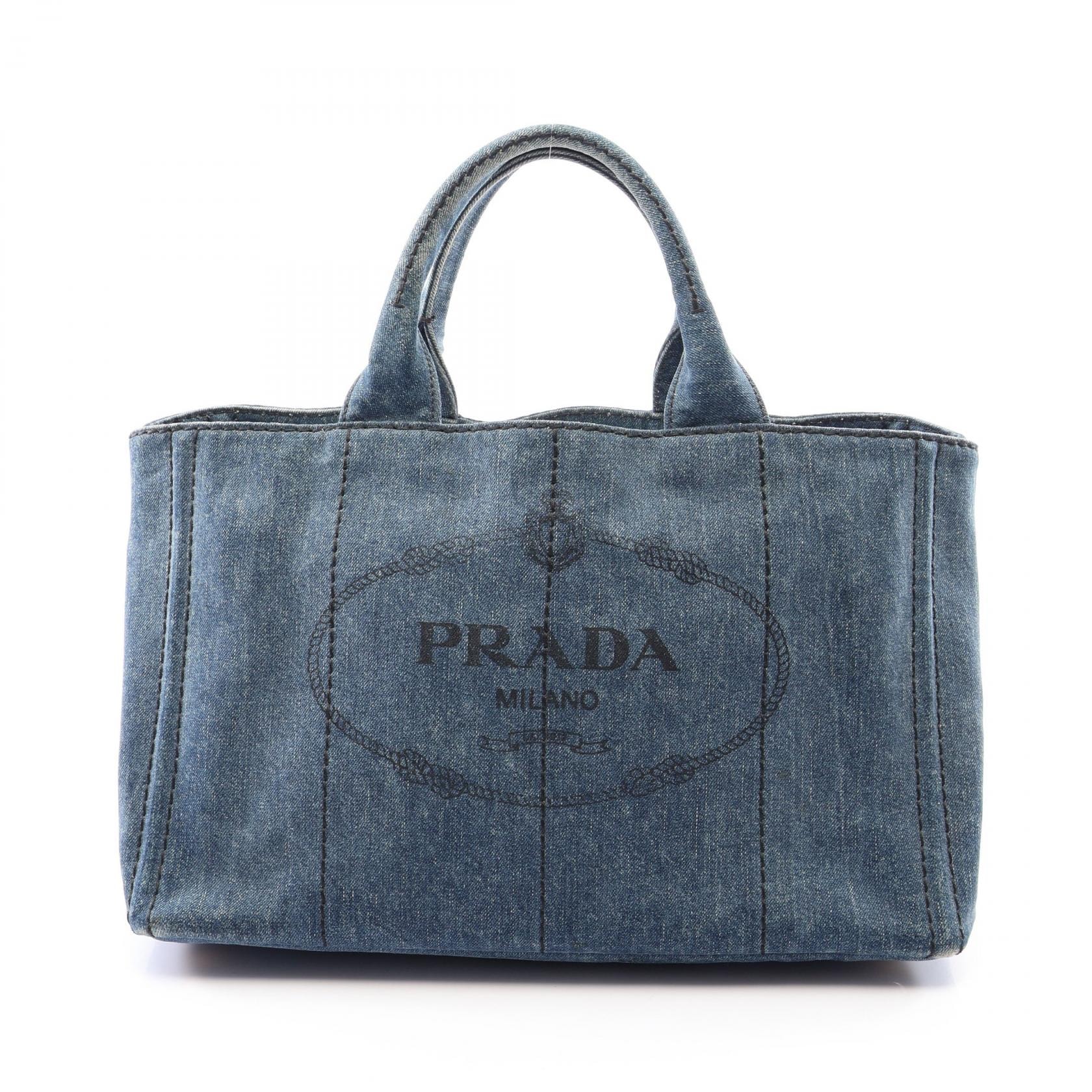 プラダ PRADA CANAPA カナパ ハンドバッグ バッグ デニム レディース ネイビー系 【中古】