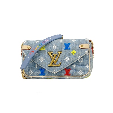 【6ic3493】ルイヴィトン ショルダーバッグ ニューウェーブ ポシェットチェーン M67531 ライトブルー【中古】レディース