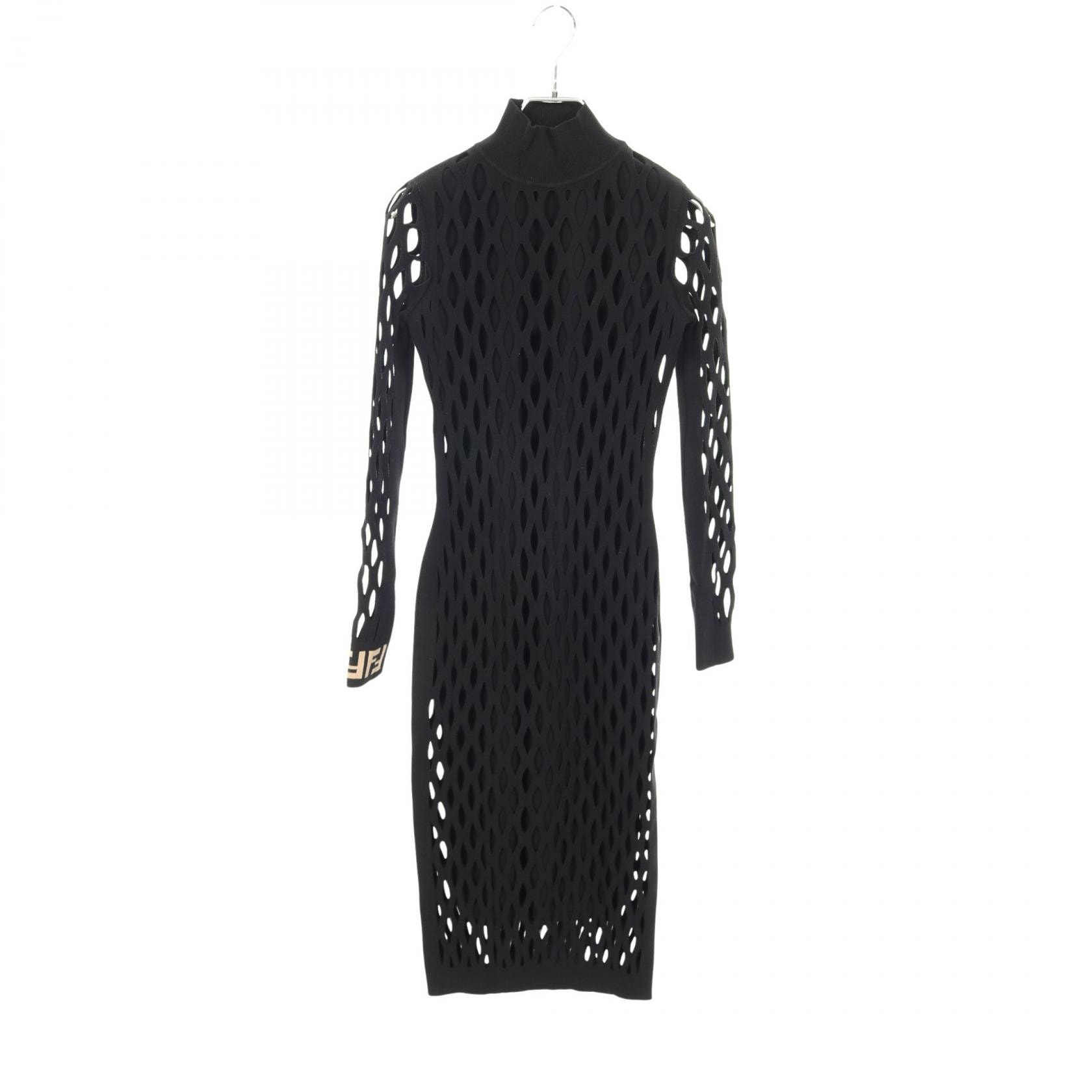 フェンディ FENDI FFロゴ メッシュ ワンピース 衣料品 トップス レーヨン レディース ブラック系 【中古】