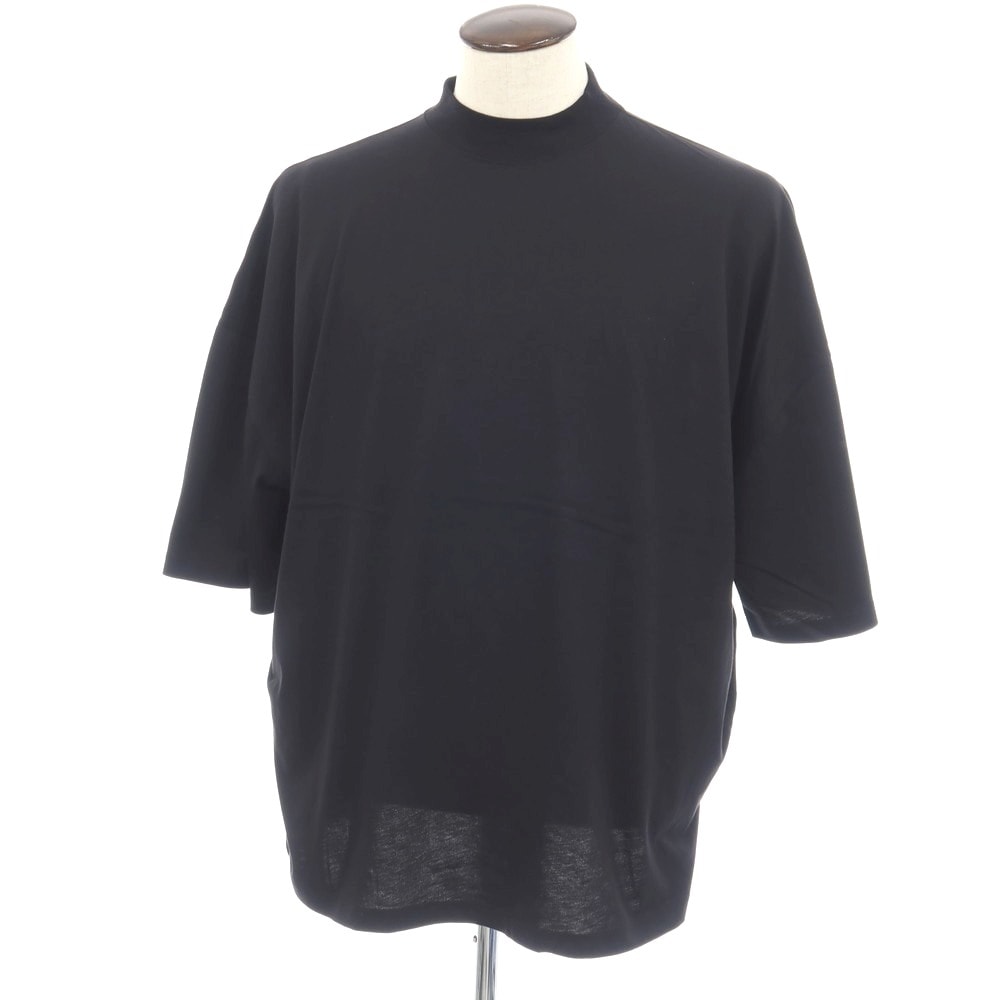 【中古】ジルサンダー JIL SANDER コットン モックネック 半袖Tシャツ ブラック【サイズL】【メンズ】