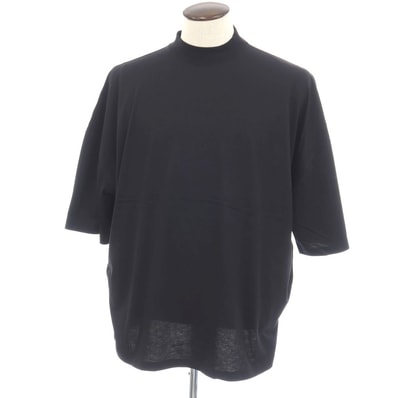【中古】ジルサンダー JIL SANDER コットン モックネック 半袖Tシャツ ブラック【サイズL】【メンズ】