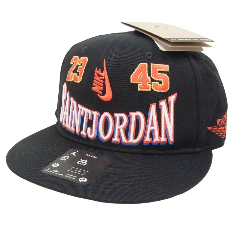 SAINT MICHAEL セントマイケル NIKE AIR JORDAN ナイキ ジョーダン 26SS SM-MK8-0000-J09 UJ PRO CAP S FB STM 刺繍 ロゴ キャップ スナップバック 帽子 ブラック系 ML【極上美品】【中古】