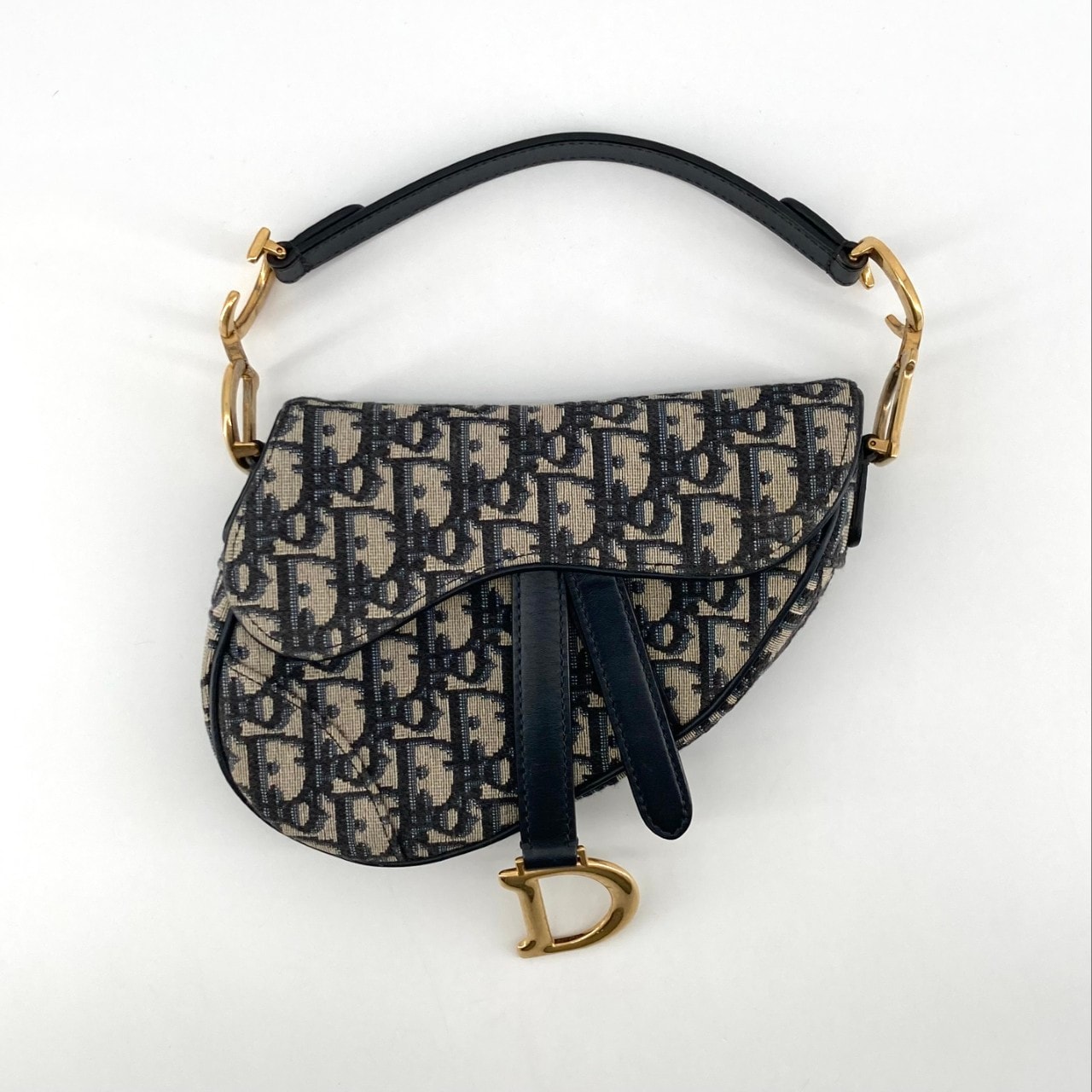Christian Dior(クリスチャンディオール) サドルバッグ ミニ ディオール オブリーク ジャガード ハンドバッグ ネイビー