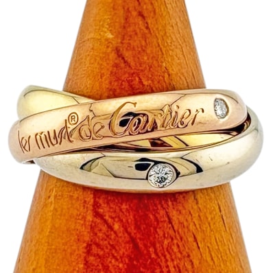 カルティエ トリニティ リング 指輪 9.5号 18金 K18イエローゴールド ダイヤモンド レディース CARTIER 中古