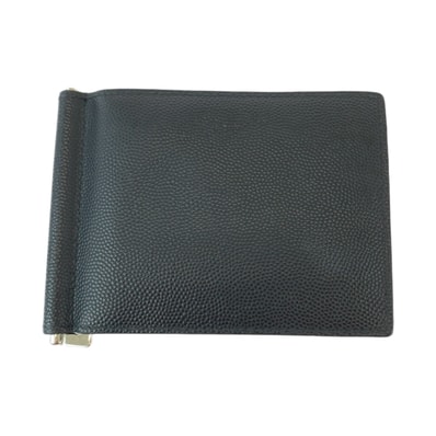 美品 SAINT LAURENT PARIS サンローランパリ ブラック 黒 シルバー金具 レザー カードケース マネークリップ 408853 【中古】