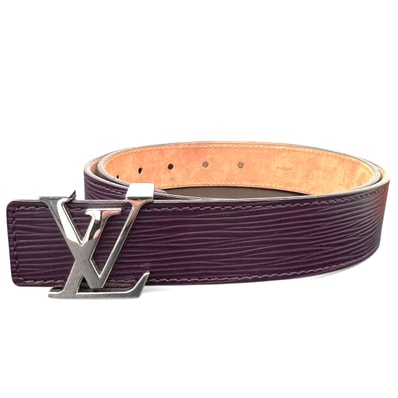 LOUIS VUITTON 希少 美品 ルイヴィトン サンチュール LV イニシャル エピ ベルト M9604 レザー CA1027 パープル 80/32 メンズ ヴィトン ABランク 中古 鑑定済 ヴィトンベルト